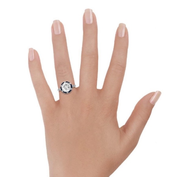 Size 9 ART DECO WHITE TOPAZ SAPPHIRE - Picture 2 of 5